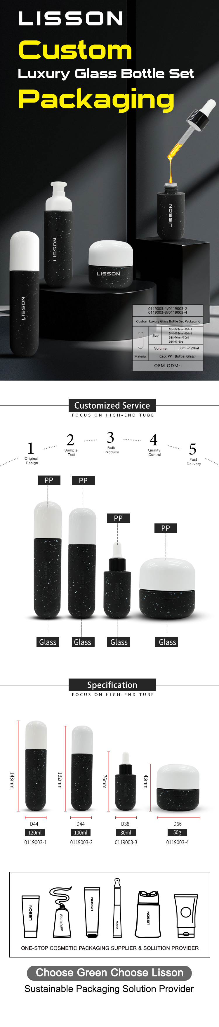 Wholesale Customized Dropper Glass Bottle Jar Set w/ PP Cap