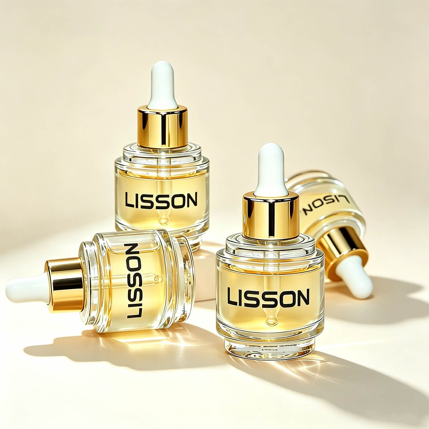 30ml Luxury Glass Dropper Bottle with Gold Collar