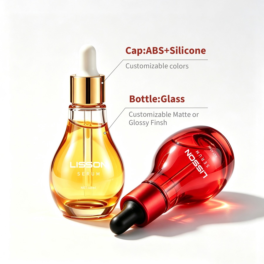 Light Bulb-Shaped Glass Dropper Serum Bottle Light Bulb-Shaped Glass Dropper Serum Bottle